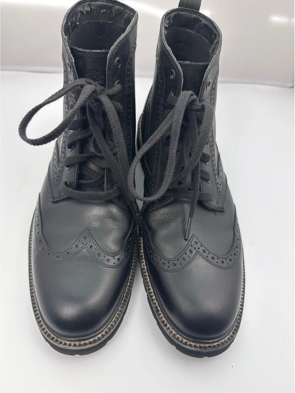 Timberland A1MHE Britton Hill Wingtip Brogue Boots Black Full Grain Leather 11.5